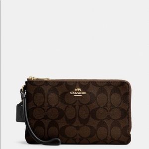Coach Double Zip Wallet In Signature Canvas
